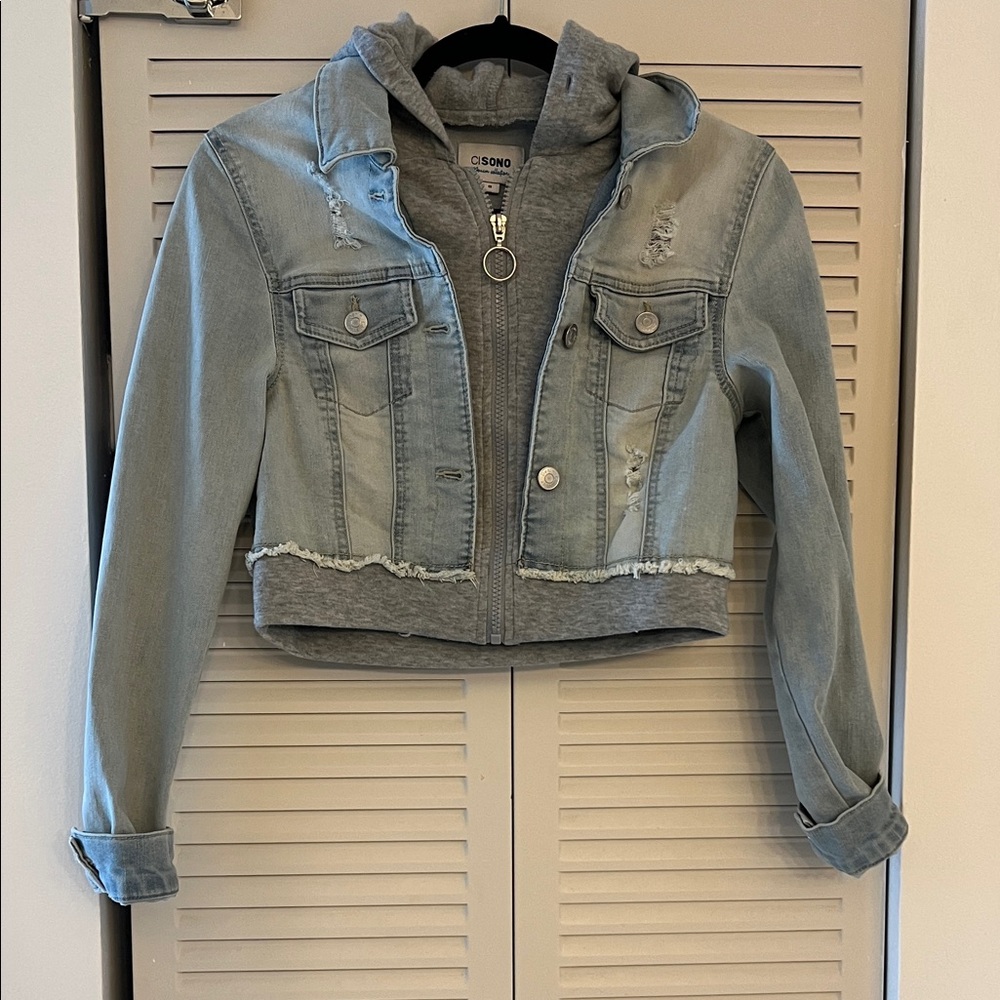 Ci Sono Distressed Light Blue Jean Jacket